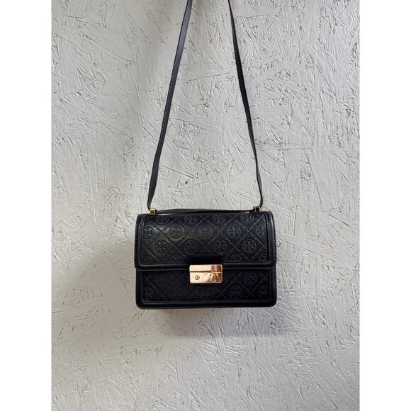 TORY BURCH T monogram leather convertible crossbody bag -BLACK (Has scratch) - Picture 3 of 16